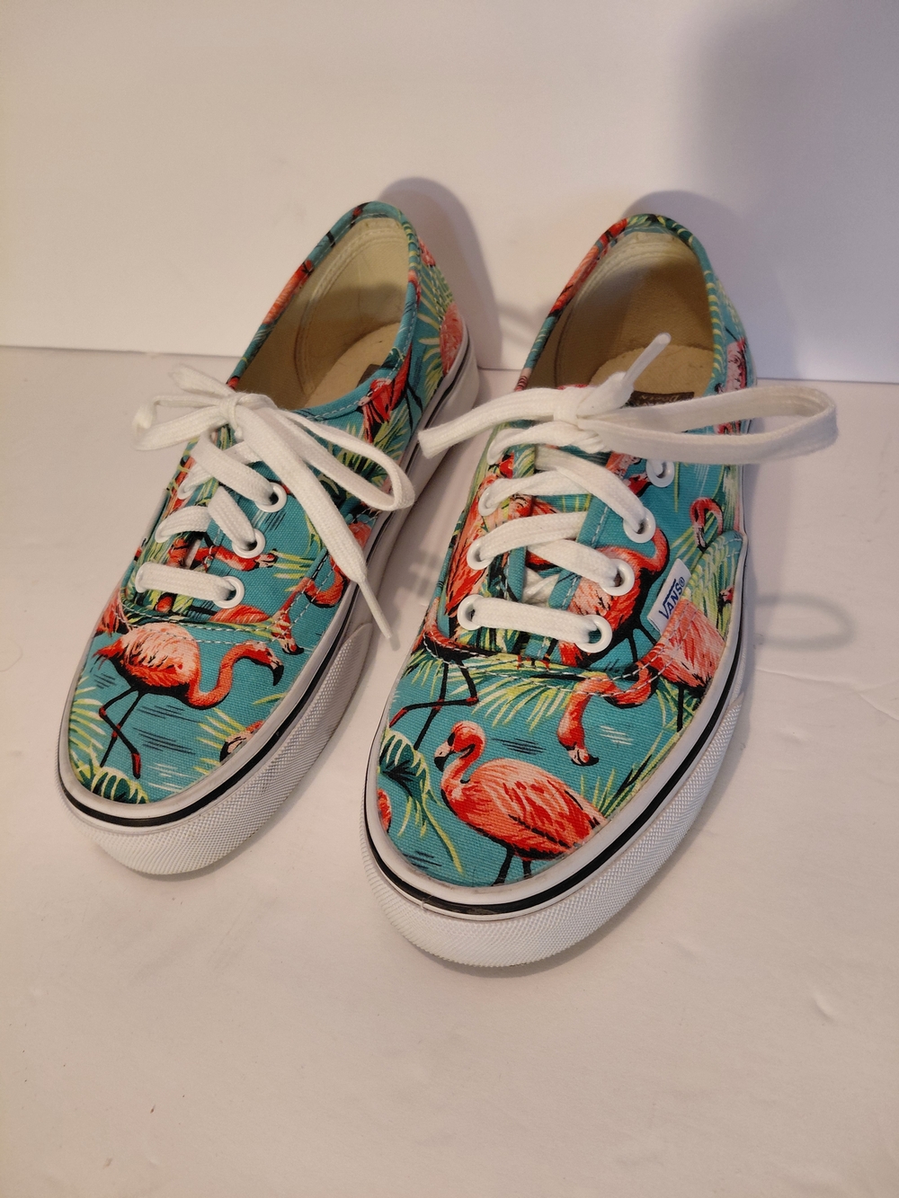 Vans Womens Size 6 Flamingo Print Low-Top Sneakers - Turquoise/Coral